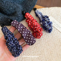 Ruched Fabric Banana Hair Clips Polka Plaid 3 Styles view 4