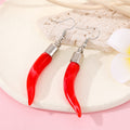 Silver Tone Resin Chili Pepper Hook Earrings in Eleven Colors view 7