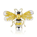 Yellow Enamel Bee Brooch Gold Tone Amber Gem Rhinestones view 1