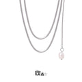 Silver Double-Layer Snake Chain Long Pearl Drop Necklace view 6