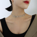 Double Layer Rhombus Sequin Choker Necklace Gold Steel Rose view 6