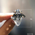 Oversized Pear-Shaped Clear Solitaire Bypass Ring In Silver Tone view 5
