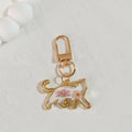 Gold Tone Pressed Flower Cat Resin Clip Keychains in Eight Designs view 10