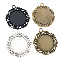 Ornate Round 25mm Cabochon Pendant Trays in Two Finishes view 5