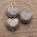 Antique Silver Woven Heart Shaped Metal Spacer Bead view 2