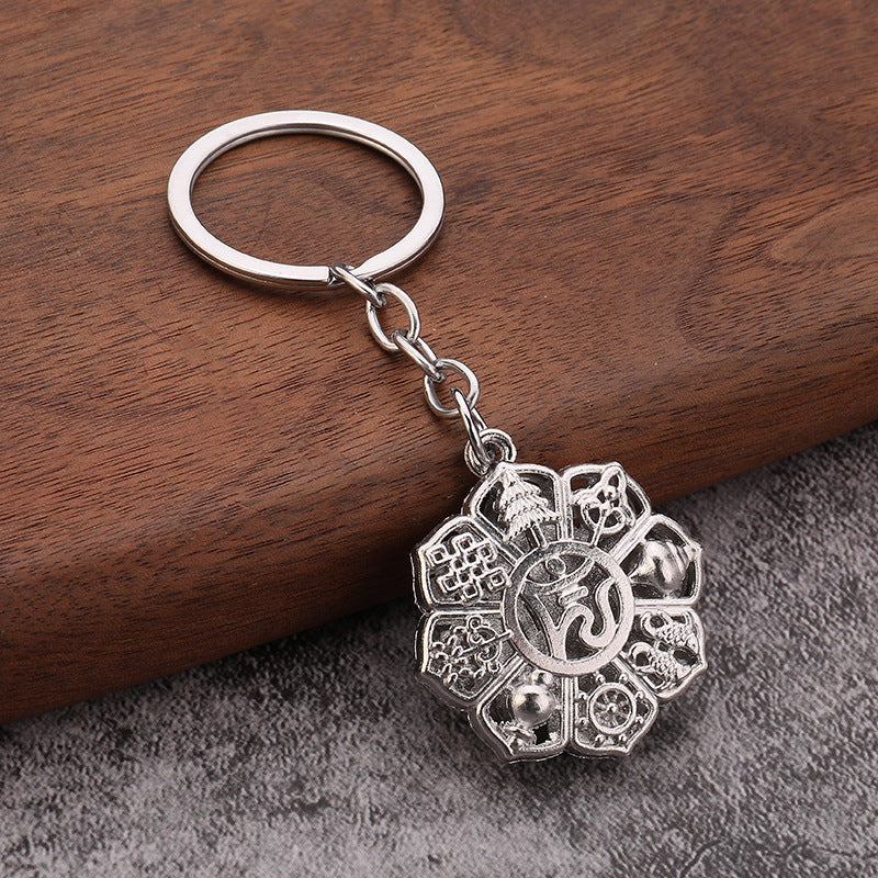 Hollow Eight Auspicious Symbols Metal Pendant Charm for DIY Accessories