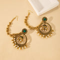 Green and Red Ornate Jhumka Upper Ear Chain Earrings view 6