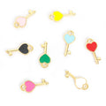 Tiny Heart Lock and Key Charms in Nine Enamel Color Options view 5