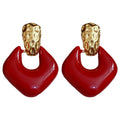 Geometric Resin Drop Earrings In Brown And Red Jewelry Design view 5