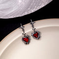 Red and Clear Heart Center Star Link Dangle Earrings view 4