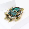 Large Floral Leaf Crystal Brooch With Pear Stone in Four Colors view 3