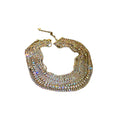 Gold Multi-Row AB Rhinestone Wide Choker Necklace Single Style view 5