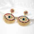 Gold Tone Rhinestone Evil Eye Drop Earrings 8 Styles view 4