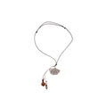Braided Cord Wood Bi Disc Pendant Necklace Three Wood Tones view 5