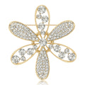 Six Petal Crystal Flower Brooch Openwork Gold Silver view 1