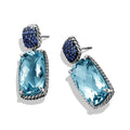 Silver Tone Aqua Blue Rectangular Drop Earrings Fashion Jewelry view 2