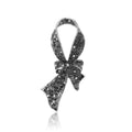 Black Crystal Ribbon Bow Brooch Decorative Clothing Pin view 5