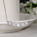 Five Circle White Stone Necklace with Silver Tone Chain view 3