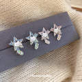 Star Cat Stud Earrings in Pink Blue and Green Enamel view 3