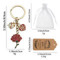 Red Carnation Mothers Day Multi Charm Key Ring Gold view 2