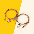 Christmas Couples Braided Charm Bracelets Magnetic Heart Pair view 3