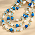 Aquamarine and Freshwater Pearl Beaded Necklace in Blue Tones view 2