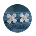 Pavé Bow Stud Earrings with White Marquise Stone Details view 2