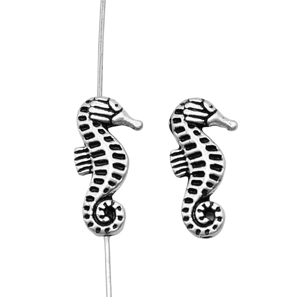 10x21mm 1.8g Antique Silver Zinc Alloy Seahorse Loose Metal Beads for DIY Jewelry Making