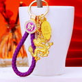 Gold Tone Small Dragon Keychains with Seven Braided Fortune Loop Colors view 11