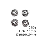 Dotted Round Wheel Spacer Beads in Two Antique Metal Finishes view 5