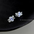 Silver Tone Pale Purple Oval Stone Bow Earrings In Stud And Clip Styles view 4