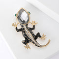 Black Crystal Lizard Brooch With Green Eye Accents view 3