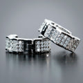 Crystal Pave Wide Octagonal Huggie Hoop Earrings Polished Metal Earrings view 3