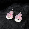 Silver Tone Layered Flower Acrylic Hook Earrings in Five Colors view 4