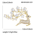 Crystal Deer and Branch Brooch in Three Metal Tones view 4