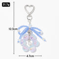 Blue Crystal Bow Bead Keychain Heart Clasp Iridescent Balls view 3