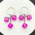 Purple White Black and Red Resin Dice Keychain Set view 2