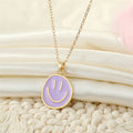 Gold Tone Colorful Enamel Oval Smiley Face Pendant Necklaces view 8