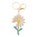 Rhinestone Daisy Flower Keychain Gold Clasp Four Colors view 5