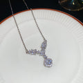 Silver Square Crystal V Drop Pendant Necklace Two Variants view 7