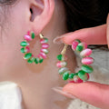 Colorful Beaded Hoop Earrings in Four Colorways Fashion Jewelry view 7