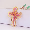 Rhinestone Cross Ribbon Keychain With Split Ring And Lobster Clasp view 6