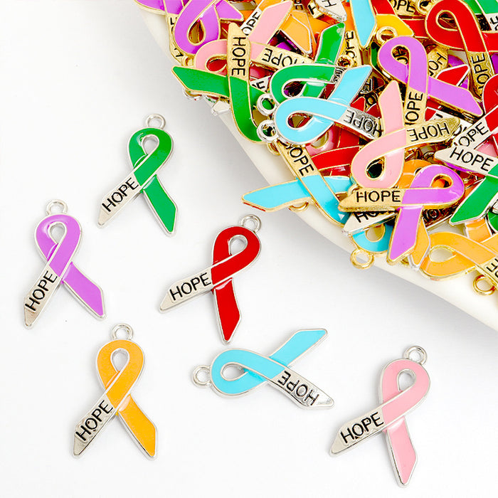 Colorful Hope Ribbon Jewelry Components For DIY Earrings And Bracelets Charms