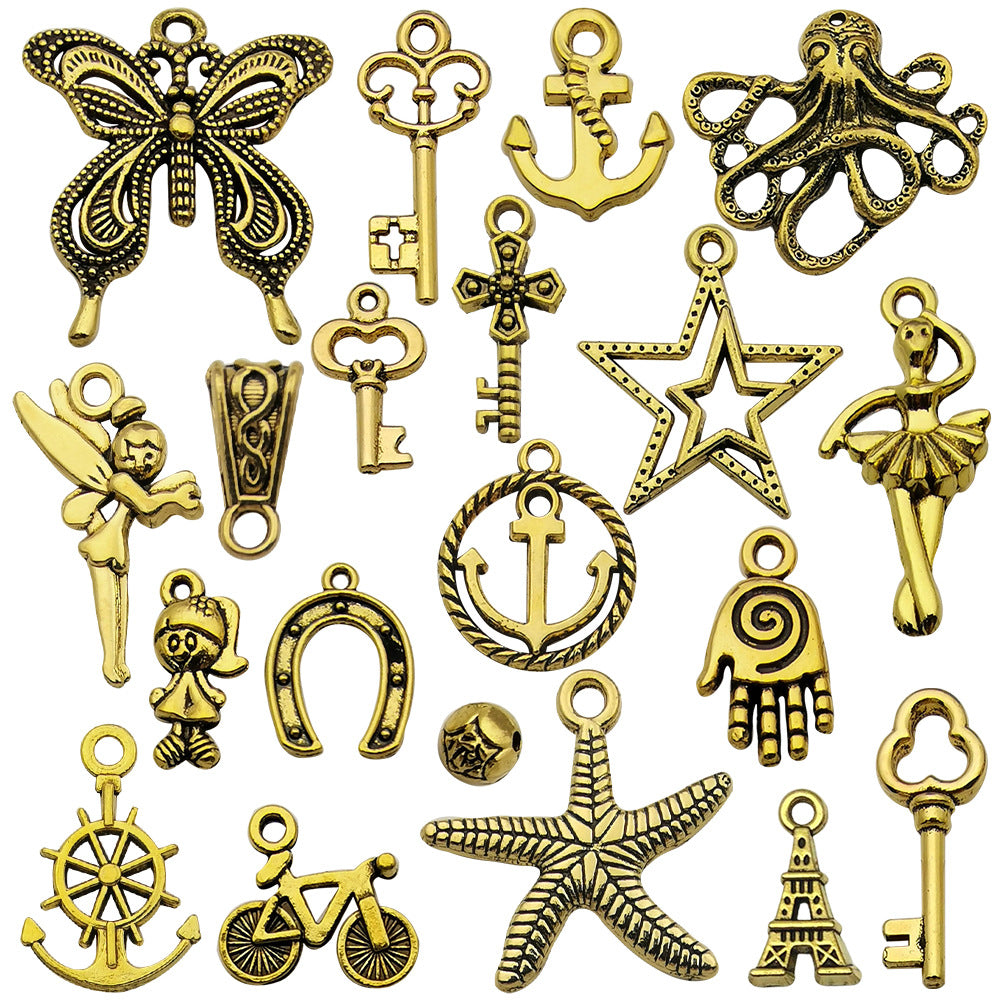 Plated Iron Starfish Butterfly Cross Charm Pendant for DIY Bracelet Keychain Jewelry