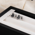 Black Double Heart Silver Tone Small Stud Earrings view 6