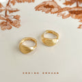 Gold Geometric Ribbed Twist Huggie Hoop Earrings Pair view 4