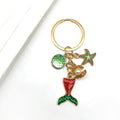 Red Green Mermaid Tail Shell Starfish and Pearl-Look Keychain view 4