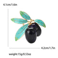 Double Olive Enamel Brooch With Turquoise Leaves in Two Colors view 6