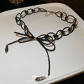 Black Seed Bead Bow Butterfly Glass Teardrop Choker view 2