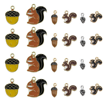 Cartoon Colorful Squirrel and Acorn Metal Charms with 7 Listed Options